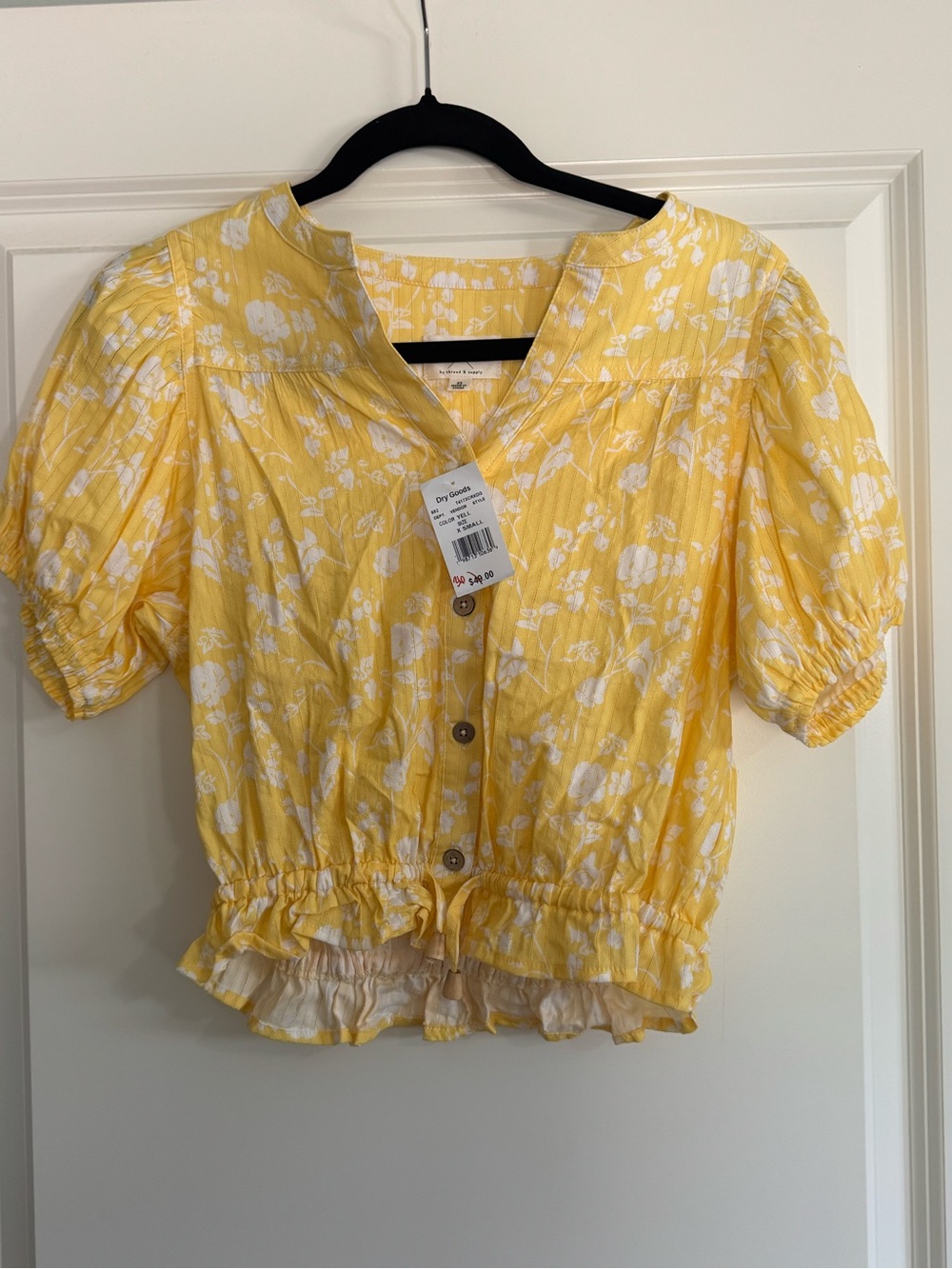 Thread & Supply Yellow Floral Button-Front Blouse NEW!